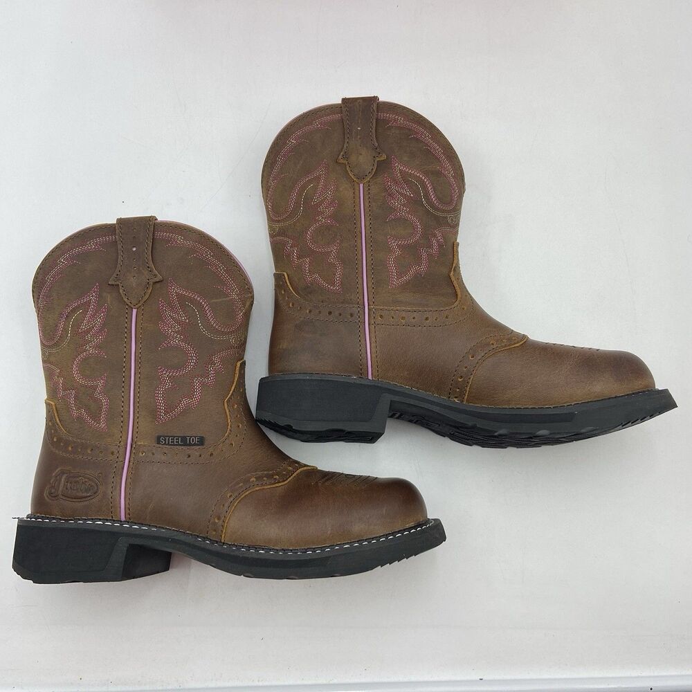 Justin Gypsy Womens Steel Toe Leather Western Work Boots GY9980 Size 9.5 B NEW!